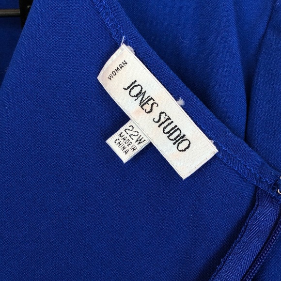 Jones Studio 22W Dress Blue Midi Cap Sleeve D - Picture 7 of 8